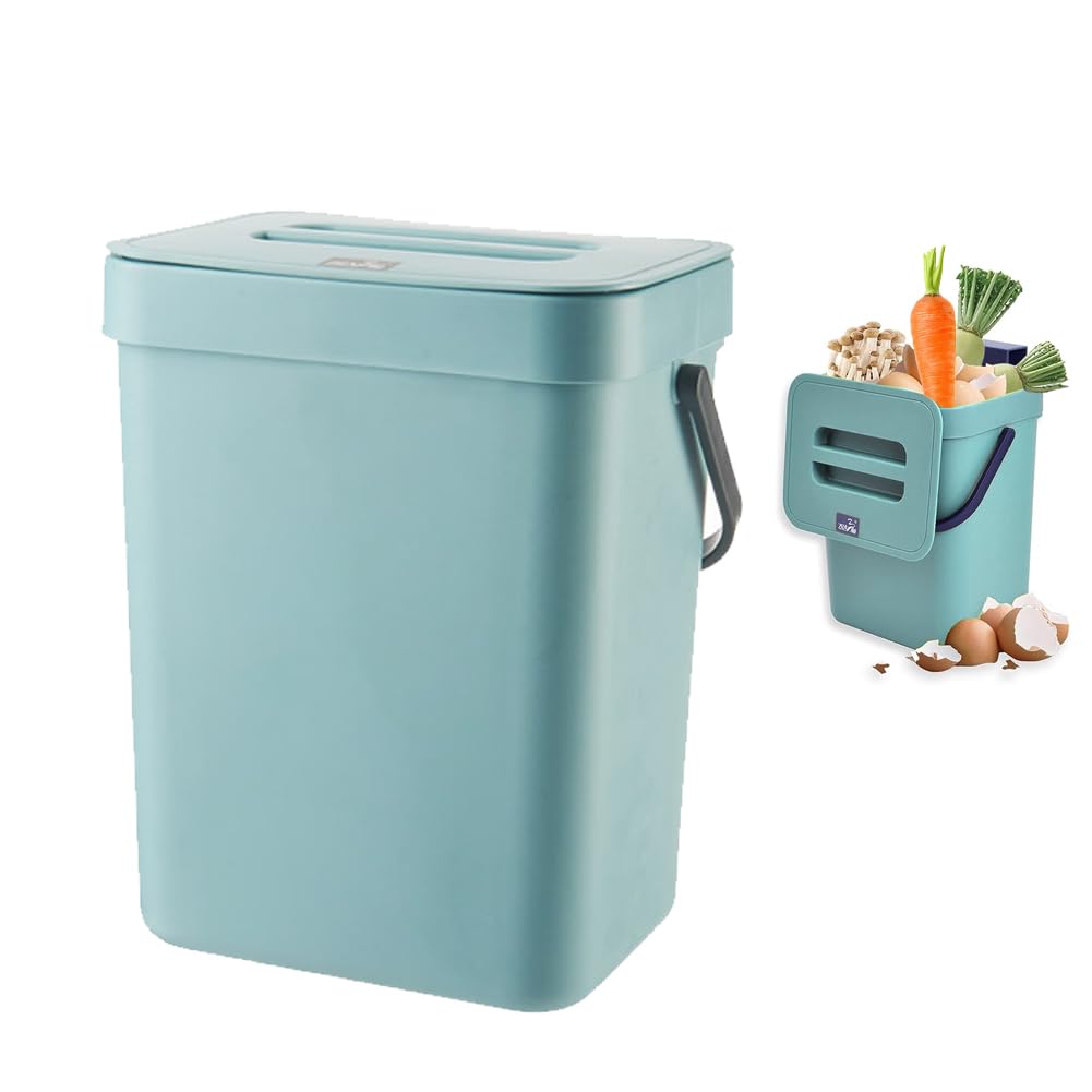 Küchenmülleimer - Kleiner 3L Bio Mülleimer mit Deckel - Geruchshemmend - Arbeitsplatte zum Aufhängen