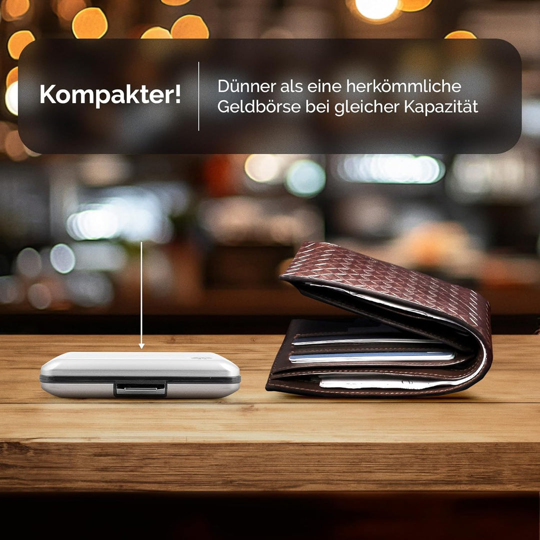 ÖGON Aluminium Geldbörse Smart Case V2 - Einfache Lagerung - Metallverschluss - Kartenetui mit RFID-