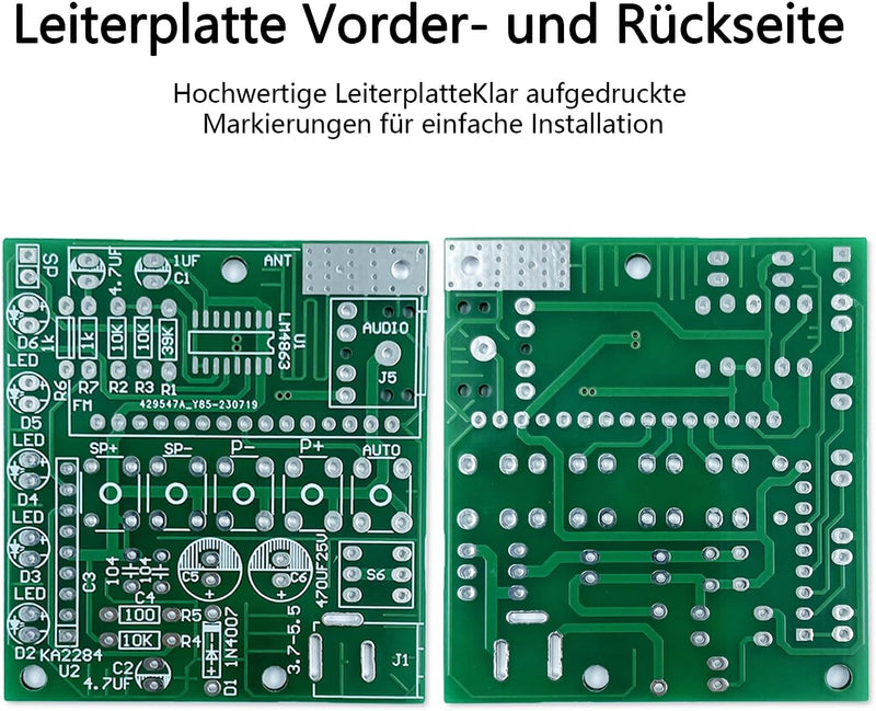 EIELE Radio mit automatischem Sendersuchlauf Siebenfarbig blinkende Audio-LEDs Störungsarme LCD-Anze