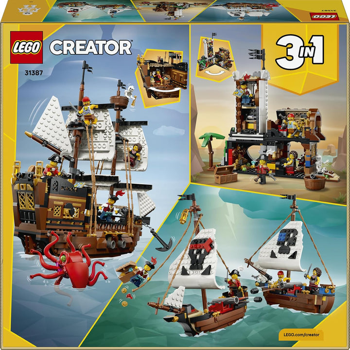 LEGO Creator Legendäres Piratenschiff Spielzeug - Modellbau mit 2 Bauoptionen - Burg oder 2 Zwilling