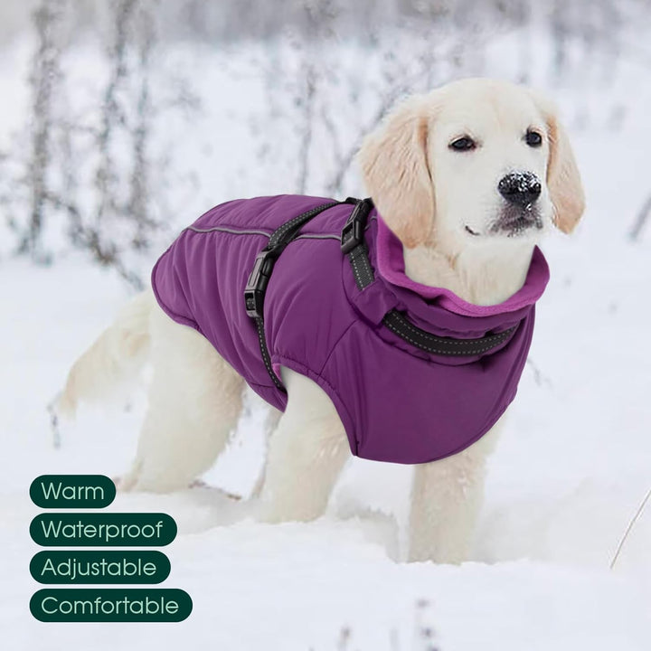 Kuoser Hundemantel für Mittelgrosse Hunde Winter, wasserdichte Hundejacke mit Geschirr, Warmer Winte