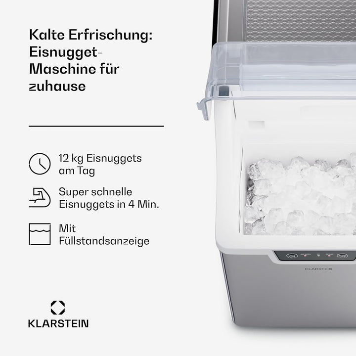 Klarstein Eiswürfelmaschine für Zuhause, Camping & Gastro, 200W Mini-Eiswürfelmaschine Klein, 4 Min
