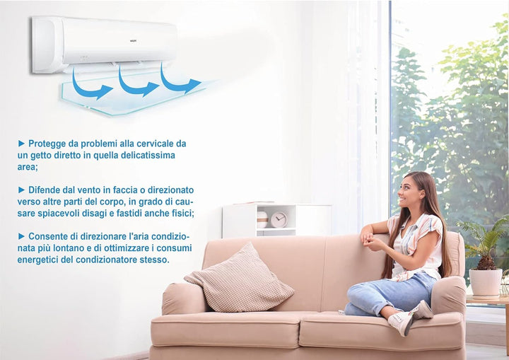 MASTERBRICO. COM Universal-Windabweiser für Klimaanlage aus transparentem Plexiglas, 22 x 80 cm, Abl