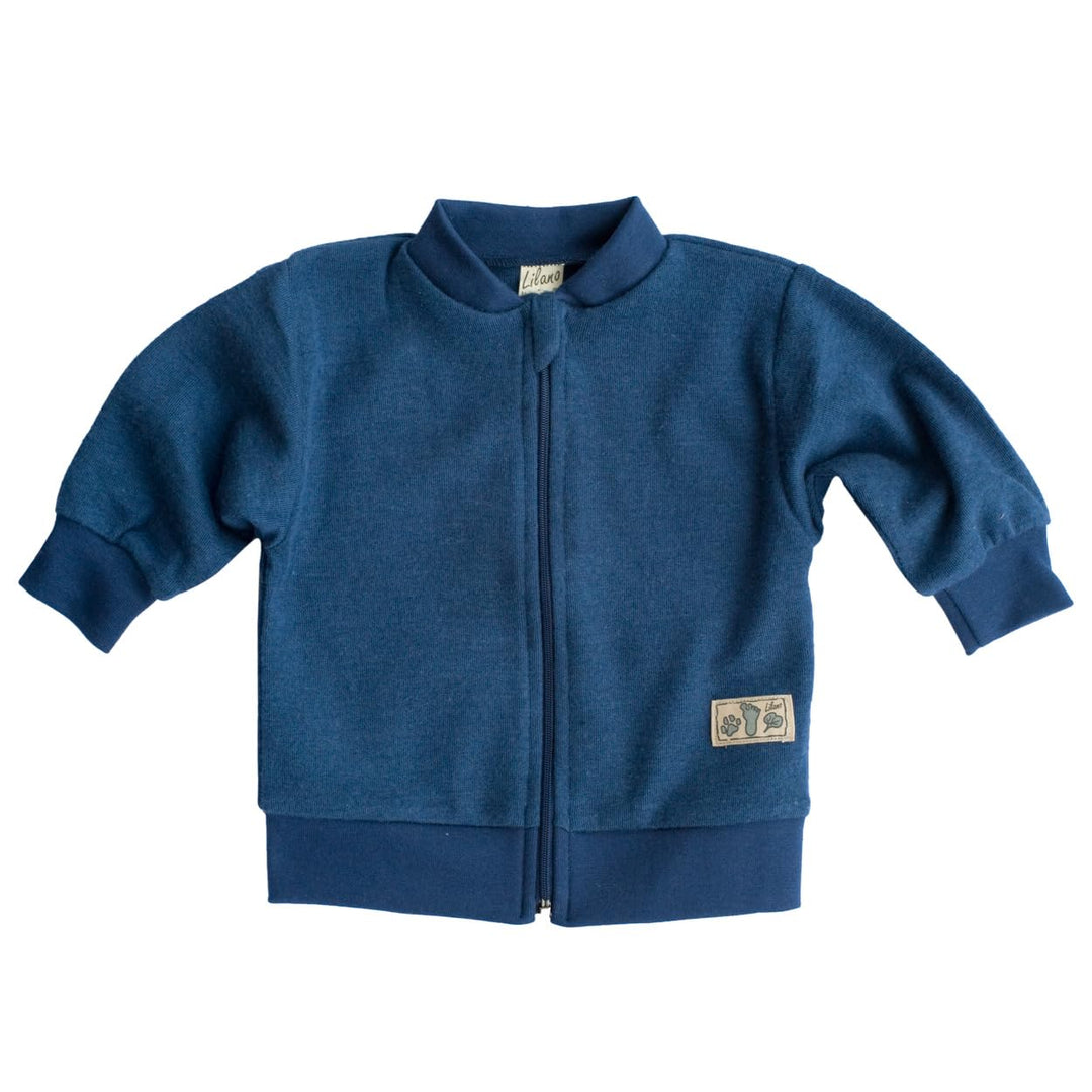 Lilano Wolle-Seide Baby- und Kleinkind Strickjacke, 70% Bio-Wolle, 30% Seide, mit Reissverschluss 50