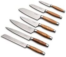 Le Creuset Santoku Messer, 13 cm 18/8 Damaststahlklinge mit glattem Schliff, Olivenholzgriff, Rostfr