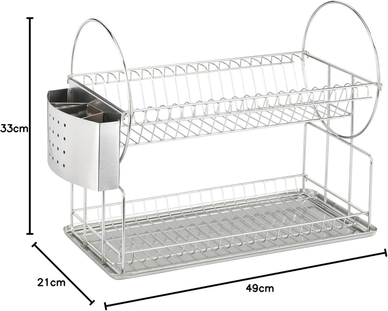 WENKO Geschirrabtropfer Exclusiv Duo - Teller- und Tassenablage, Besteckkorb, Auffangschale, Edelsta