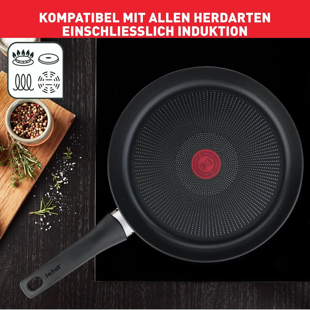 Tefal Ultimate On Bratpfanne 28 cm hoher Rand, Pfanne Induktion mit Titan Antihaftversiegelung, Ther