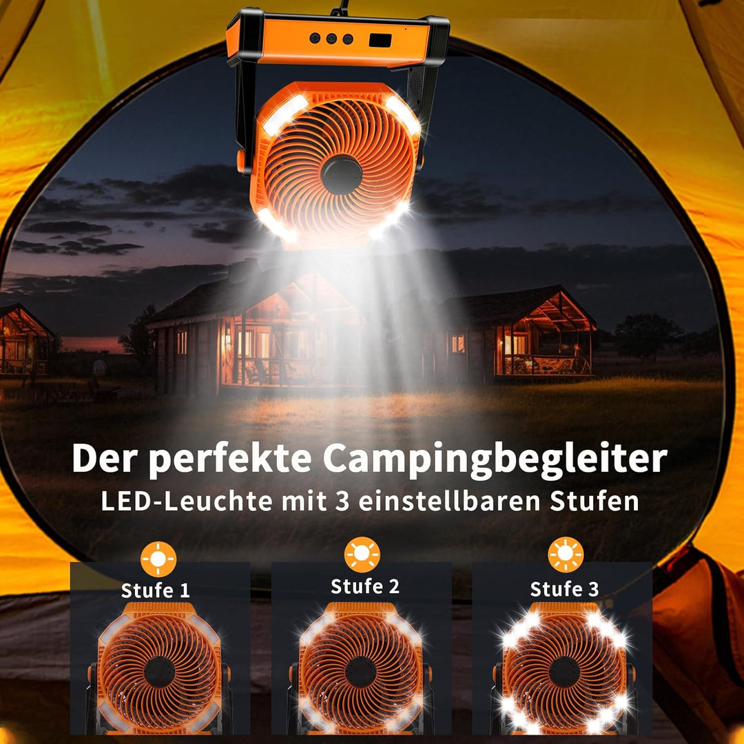 Kempinkový ventilátor 2026, stolní ventilátor s háčkem, otočení o 270°,Mit Sprachsteuerungsventilato