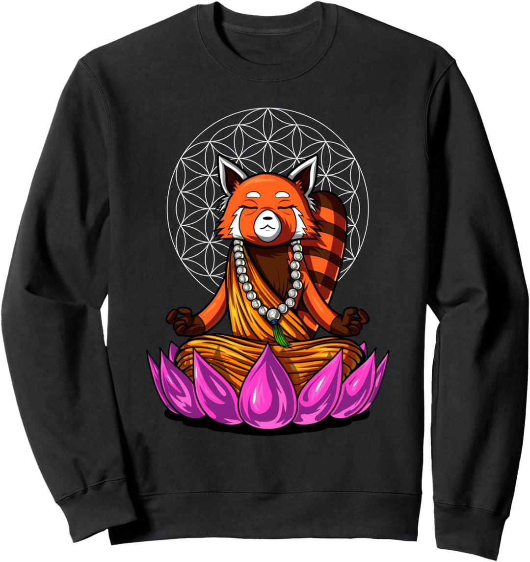 Roter Panda Bär Buddha Zen Yoga Meditation Namaste Lotus Sweatshirt