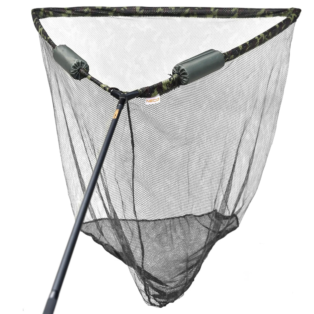 NECO Karpfenkescher 100×100 cm – Grosser Angelkescher 2,80 m Carbon, Faltbar – Tiefe 127 cm, Metallk