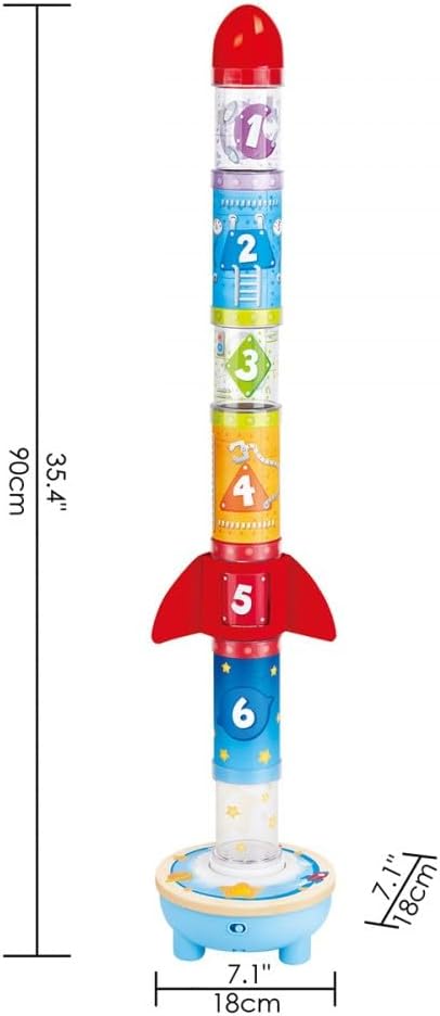 Hape Raketen-Flugstation – Interaktive Motorikspielzeug mit Gebläse, Rakete und 7 Stationen, Lernspi