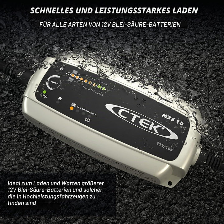 CTEK MXS 10 &amp; Indicator Eyelet M6 Bundle mit Verbindungskabel, Bundle mit Verbindungskabel