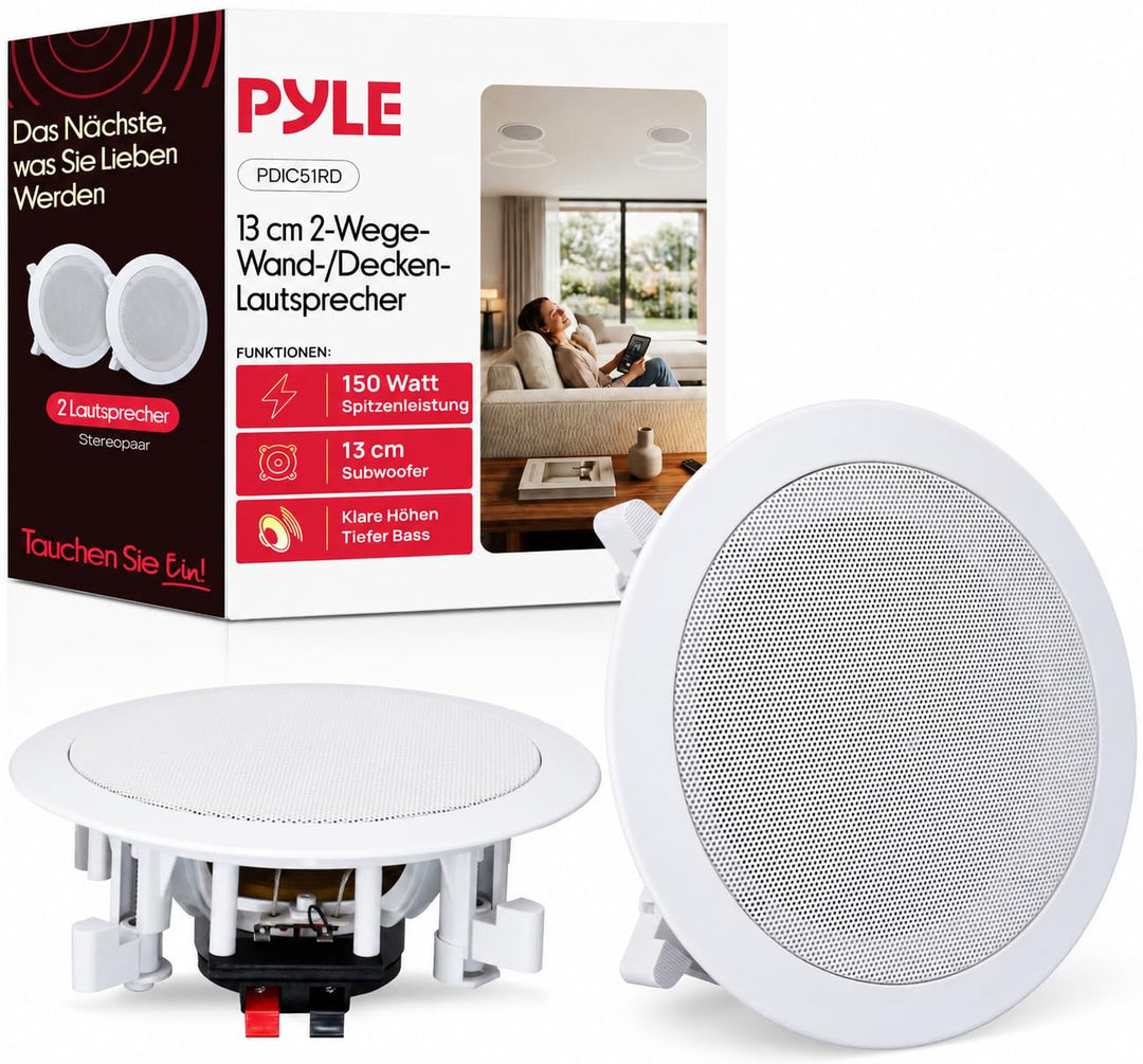 pyle Home pdic51rd 2-Zweiwege-Decken-Wandhalterung Lautsprecher System – schwarz Standard schwarz, S