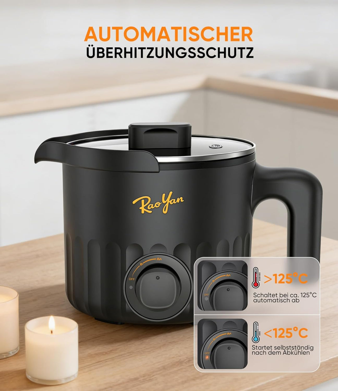 RAOYAN Wachsschmelzer mit Ausgiesser 1,5L – Kerzen selber machen Set für Anfänger & Erwachsene, Wach
