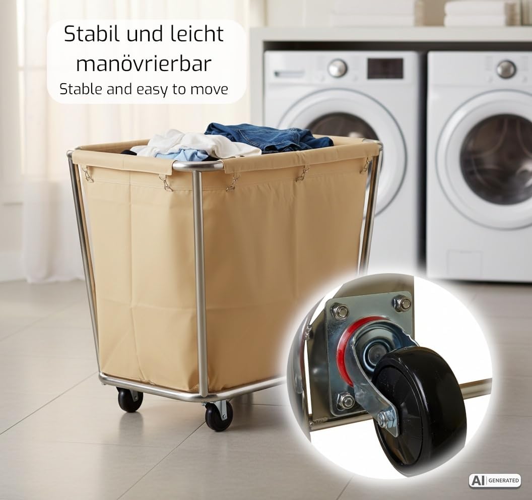 Saro AF 264 Wäschewagen, Edelstahl, creme, 90 x 65 x 85, Single
