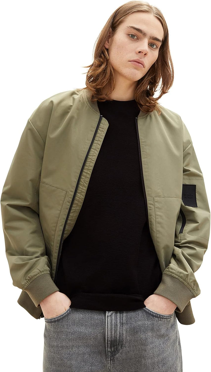 TOM TAILOR Denim Herren Bomber-Jacke mit Stehkragen L 10415 - Dusty Olive Green, L 10415 - Dusty Oli