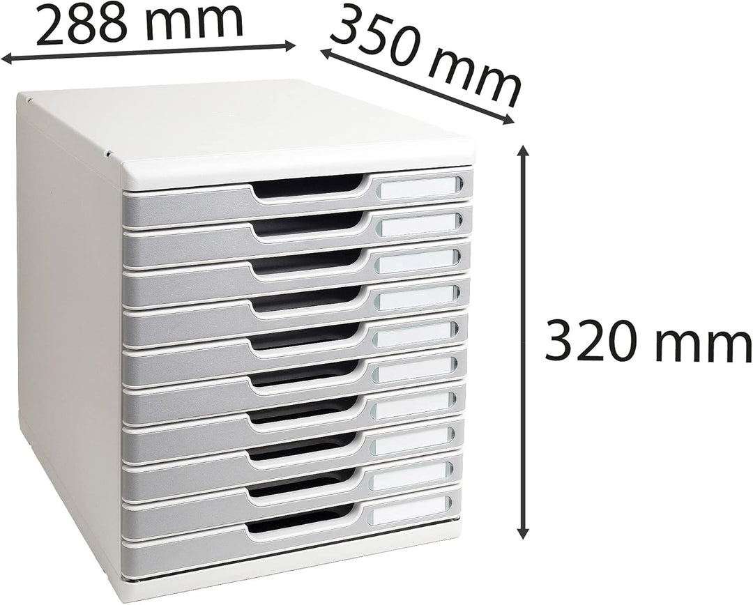 Exacompta 302041D Ablagesystem Modulo A4, 10 laden Classic, lichtgrau/steingrau Lichtgrau/Steingrau