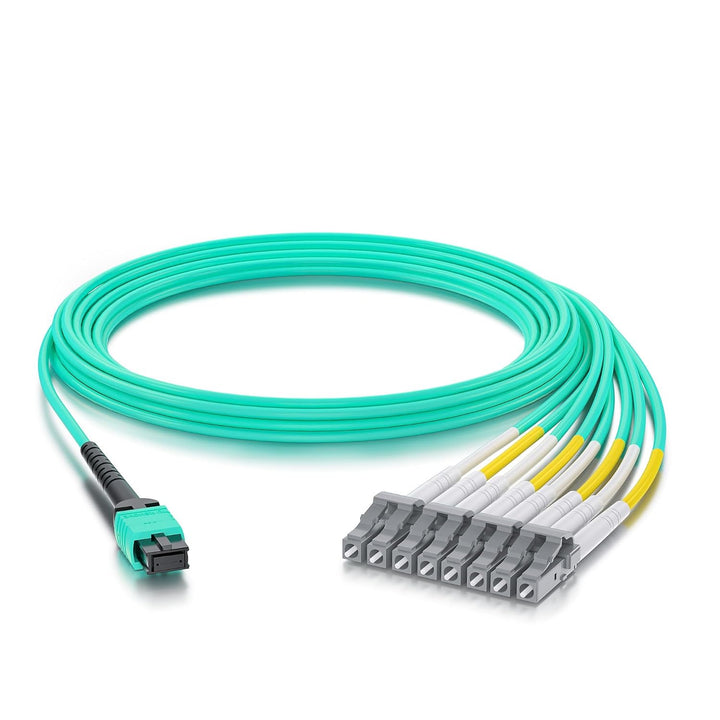 10Gtek Fiber Optic Cable Patch Cord - MPO to 8X LC Fanout Fiber Jumper Cable, OM3 MMF 8-core Fiber,