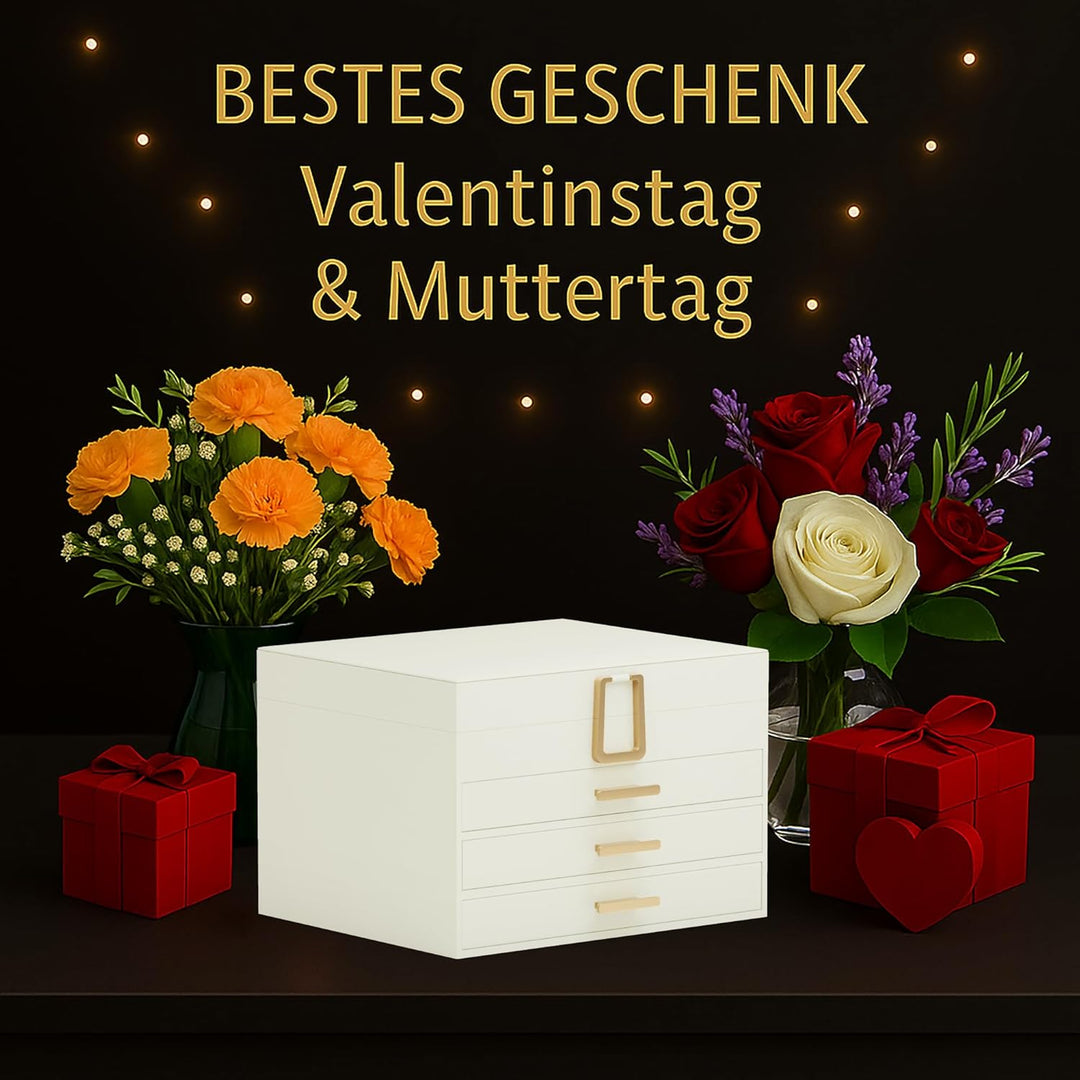 Schmuckkästchen Schmuckkasten mit 4 Ebenen Schmuckbox mit Verschluss grosse Schmuckstücke Schmuckauf