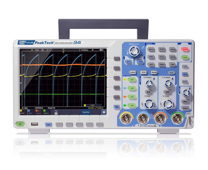 PeakTech 1341 – 4-Kanal Speicher-Oszilloskop 100 MHz - Max. 1 GS/s mit USB, LAN Schnittstelle & 8" H