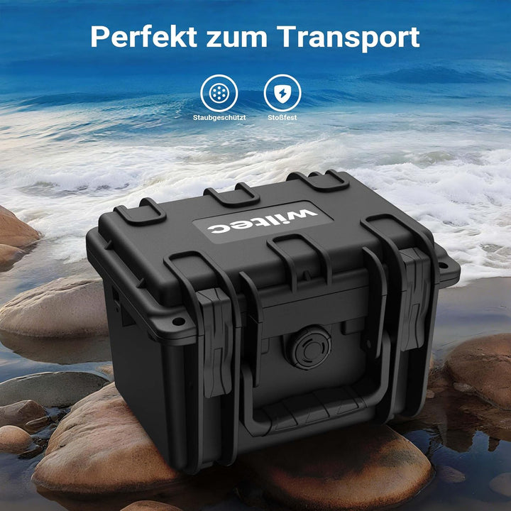 Wiltec Universalkoffer 21,9 x 18,5 x 15,4 cm, wasserdichter Transportkoffer, Schutzkoffer aus PP und