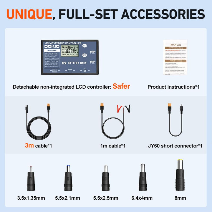 DOKIO Solarpanel Faltbar 160W Monokristalline Tragbare Solarmodul Camping Solaranlage Komplettset (S