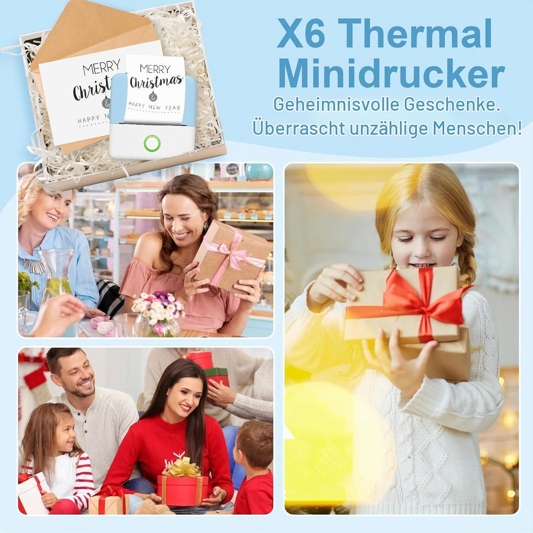 GuKKK Mini Drucker, Mobiler Fotodrucker, Tragbarer Mini Fotodrucker, Wireless Fotodrucker Thermodruc