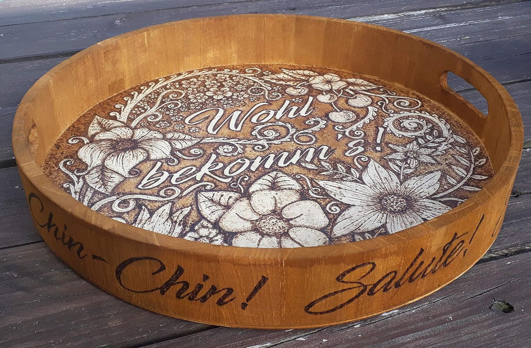 Pebaro 0285 Brandmal Bastel Set in schöner Holzbox: Brandmalkolben, 3 Brennspitzen, 5 Brennstempel,