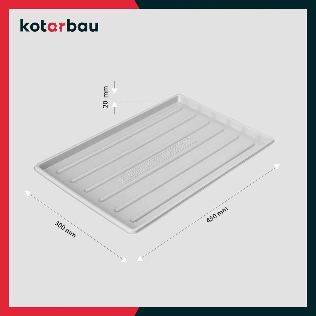 KOTARBAU® 2er Set Schuhabtropfschale 45x30 cm Abtropfmatte Schuhe Grau Schuhmatte Abtropfmatte Kunst
