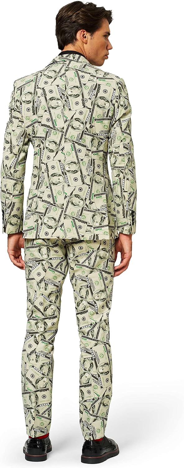OppoSuits Karnevalskostüme Herren festlichem Druck Anzug mit Krawatte 46 Mehrfarbig, 46 Mehrfarbig