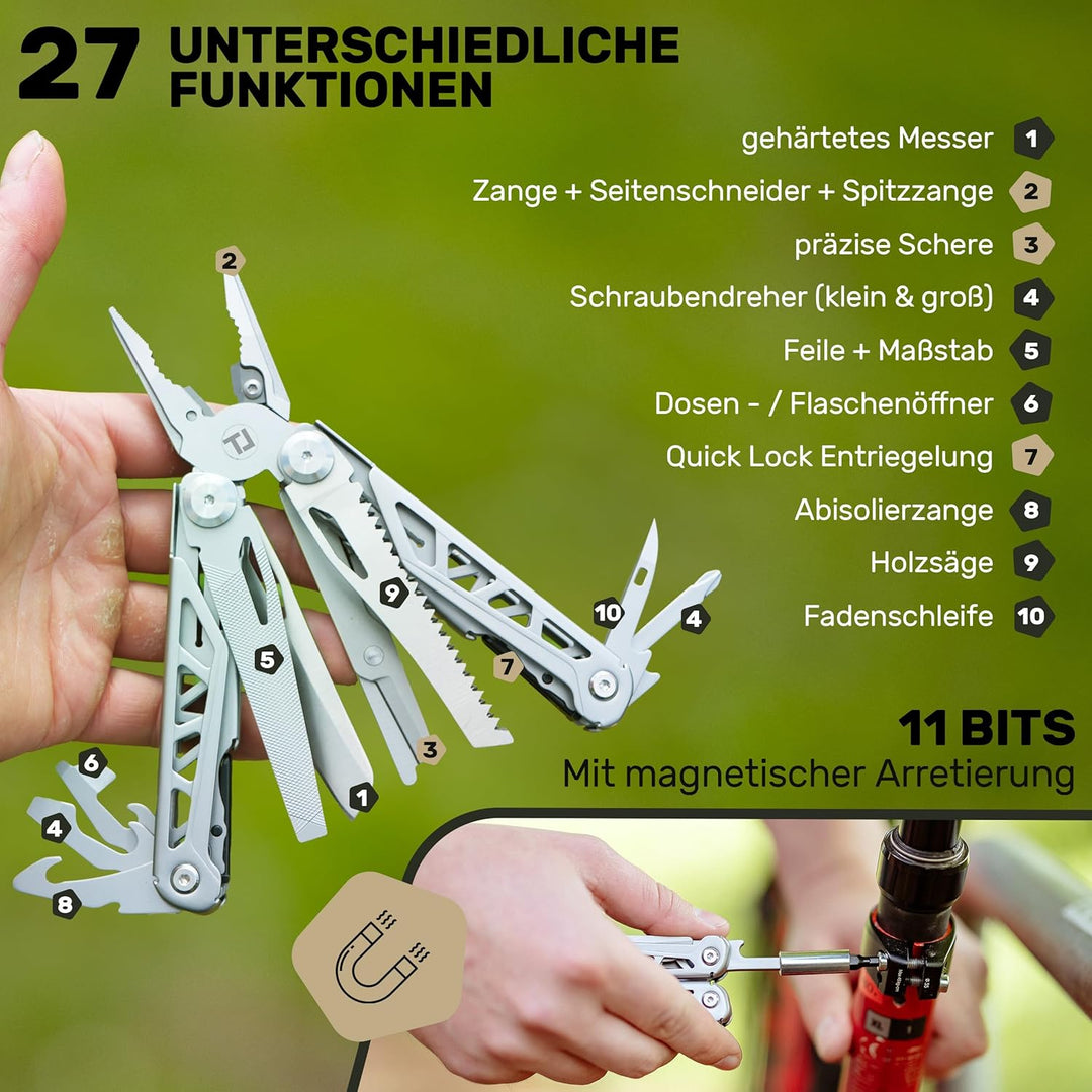 TREKLINE Premium Multitool Werkzeug [rostfreier Edelstahl] Survival Multifunktionsmesser perfektes C