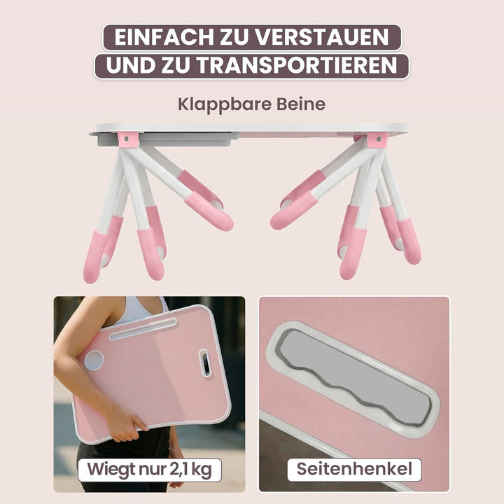 unycos - Betttablett Klappbar, Frühstückstablett mit Griff und Getränkehalter, Serviertisch, Ideal f