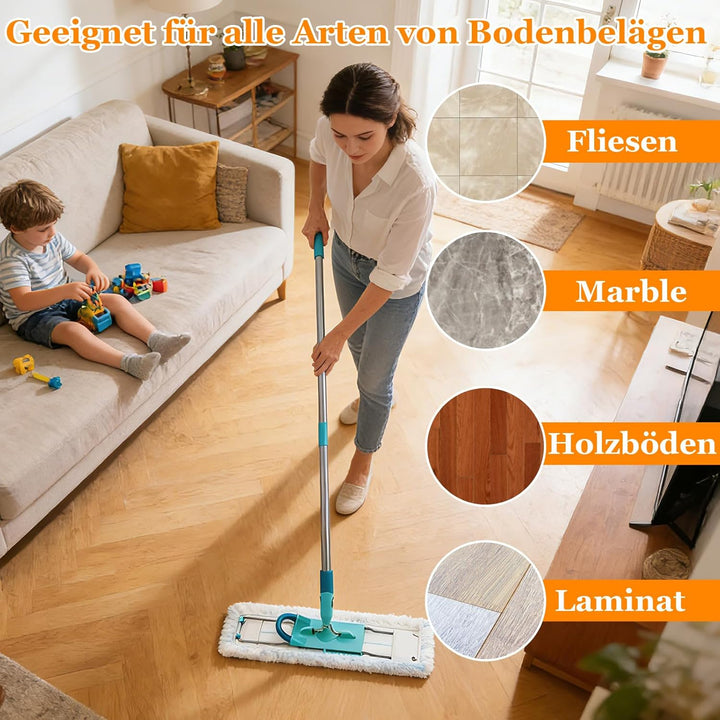 6 Pack Bodenwischer Ersatzbezug für Leifheit Profi XL, für alle Bodenarten | Kompatibel mit Leifheit