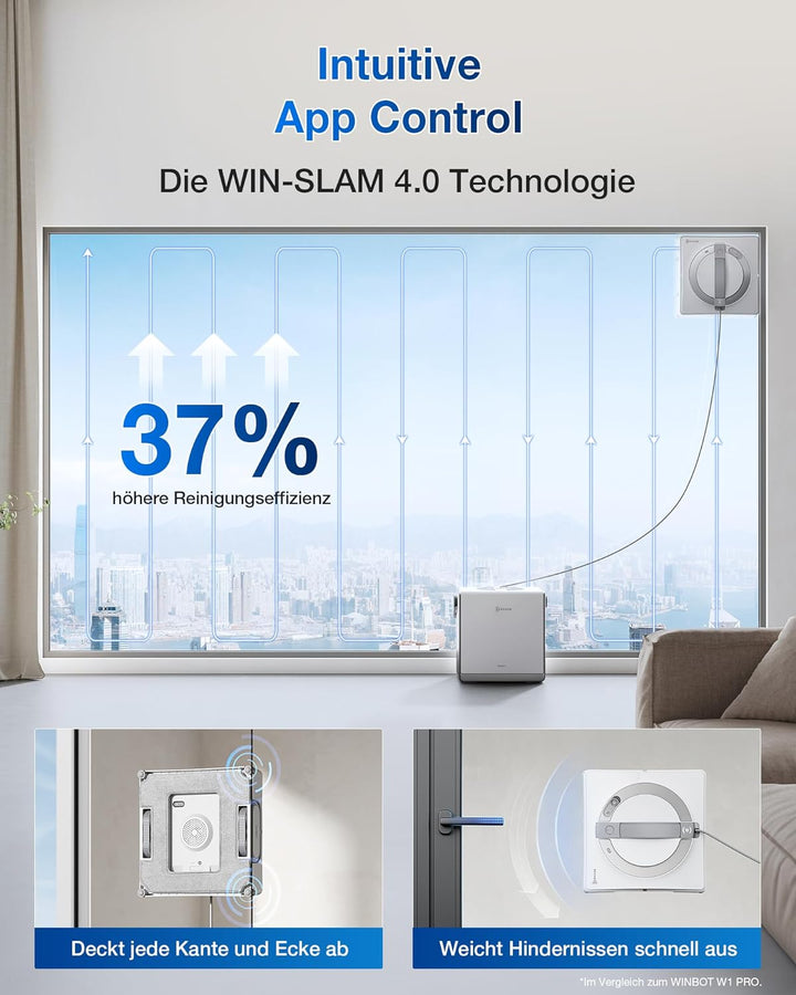 ECOVACS WINBOT W2 PRO Omni Fensterputzroboter mit 6-in-1 Multifunktionsstation, Aufladen im Betrieb,