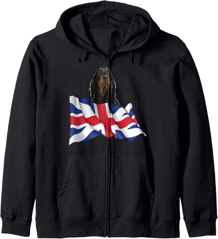 Union Jack Flag Dog Gordon Setter Kapuzenjacke