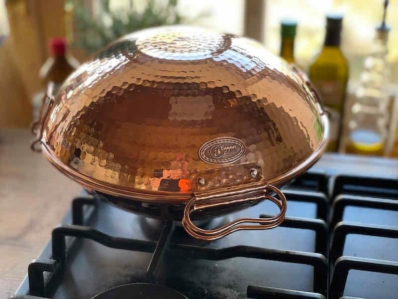CopperGarden® Cataplana Bräter aus handverzinntem gehämmerten Kupfer mit ca 24 cm Durchmesser I Port