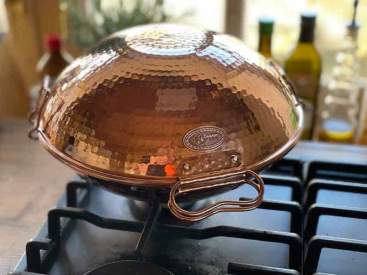 CopperGarden® Cataplana Bräter aus handverzinntem gehämmerten Kupfer mit ca 24 cm Durchmesser I Port