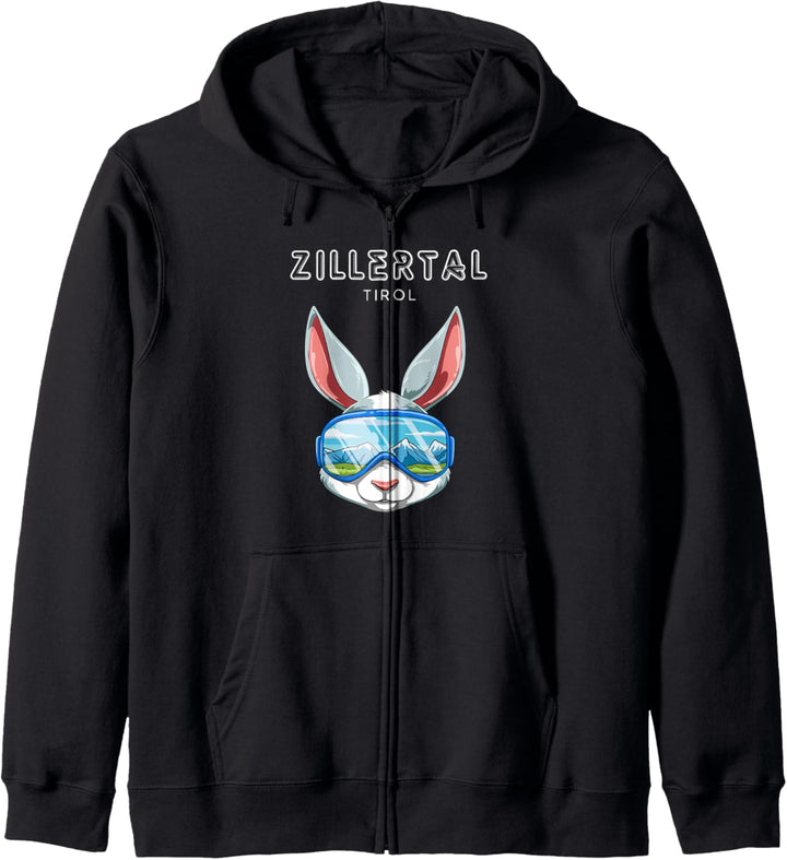 Zillertal Tirol Österreich Retro Ski Hase Kapuzenjacke