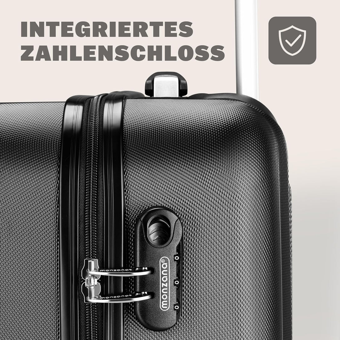 Monzana® Koffer Baseline Handgepäck ABS HardCase Gehäuse gummierte Rollen Teleskopgriff Zahlenschlos