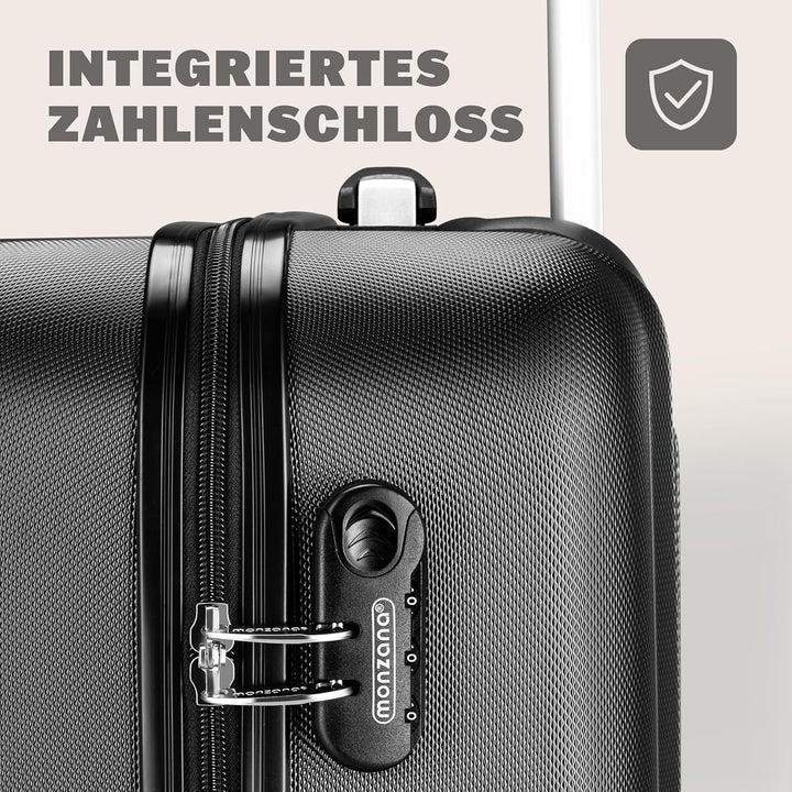 Monzana® Koffer Baseline Handgepäck ABS HardCase Gehäuse gummierte Rollen Teleskopgriff Zahlenschlos
