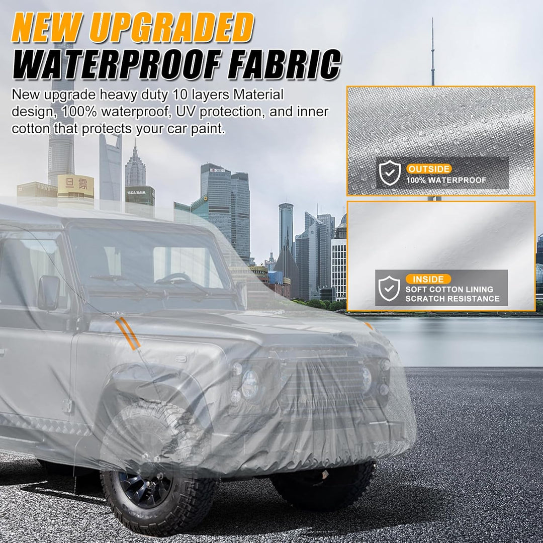 Autoabdeckung Wasserdicht für Land Rover Defender 90 1990-2016, Vollgarage Autoplane Auto Abdeckplan