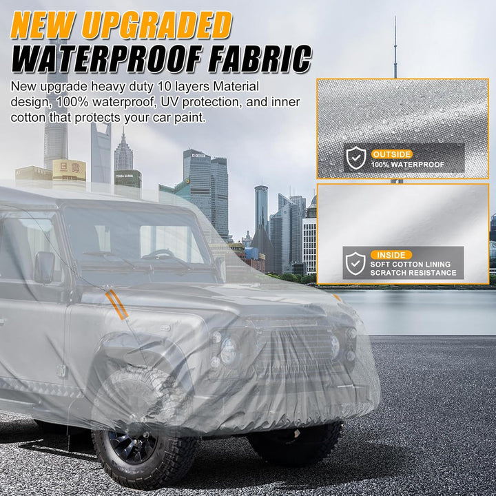 Autoabdeckung Wasserdicht für Land Rover Defender 90 1990-2016, Vollgarage Autoplane Auto Abdeckplan