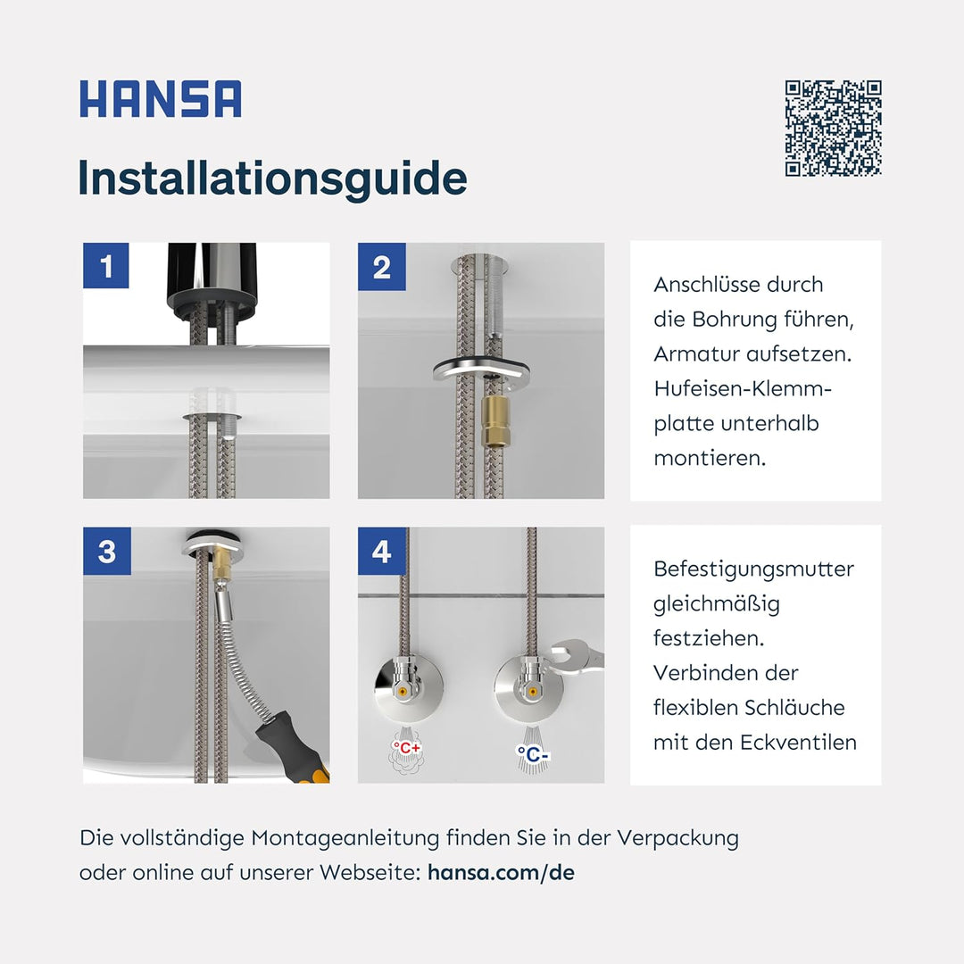 Hansa 51502293 Einhebelmischer/Waschtischbatterie XL HANSAPOLO DN15 | + Ablaufgarnitur und Zugbetäti