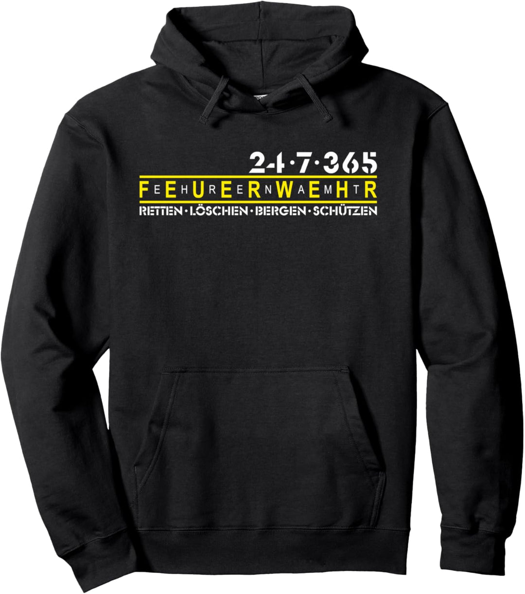 Feuerwehr Notruf 112 Rettungsdienst Firefighter Designmotiv Pullover Hoodie