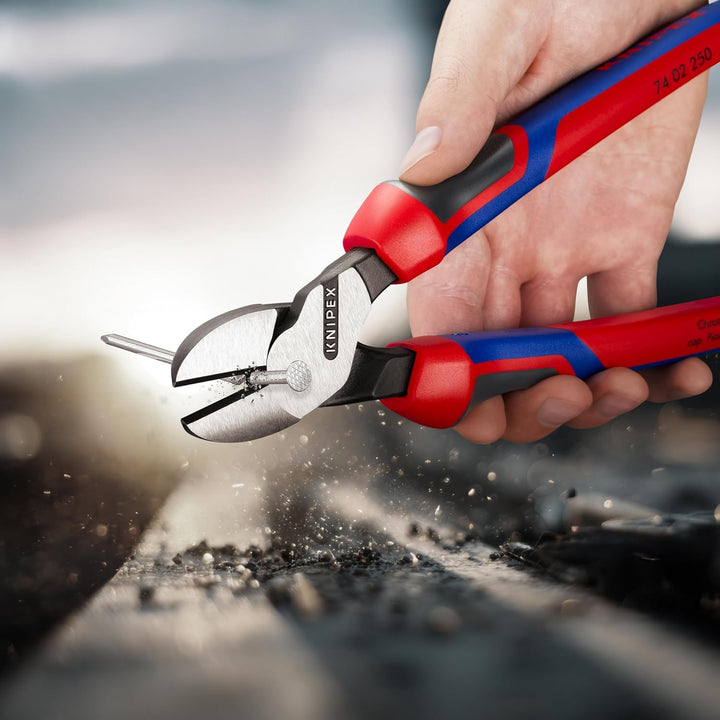 Knipex Kraft-Seitenschneider schwarz atramentiert, mit Mehrkomponenten-Hüllen 250 mm 74 02 250 atram