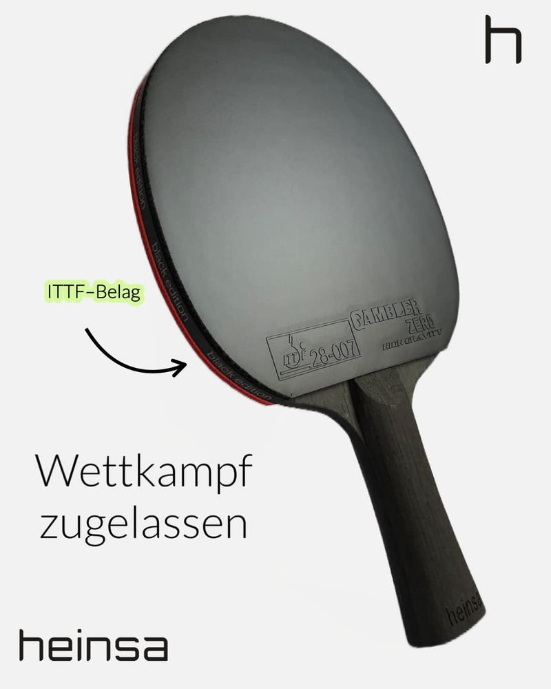 heinsa Carbon Profi Tischtennisschläger ITTF Wettkampf zugelassen Black Edition aus Lichtnussbaum mi