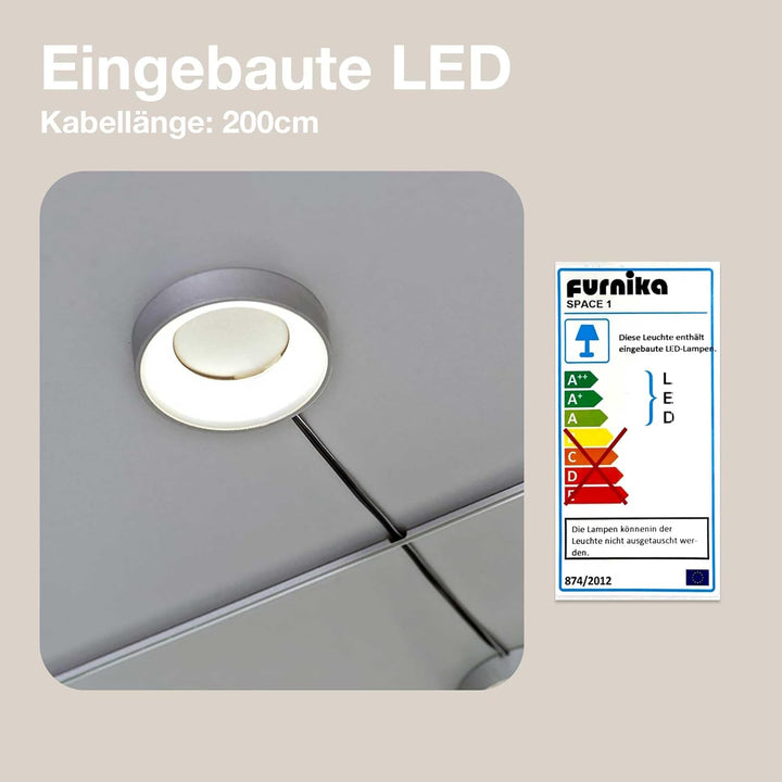 K-Möbel Hängevitrine in Weiss (80x60x25 cm) mit 2 höhenverstellbaren Glasböden, Spiegel & LED - Mode