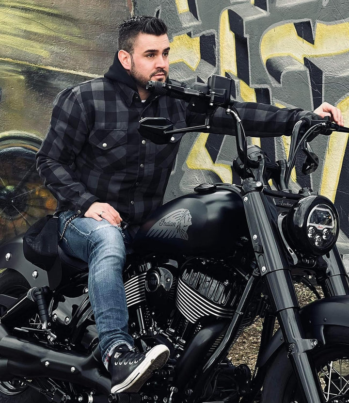 DRAXIES Motorradhemd - Motorradjacke - Offizielles Dupont® Kevlar (Aramid) für Herren mit Protektore