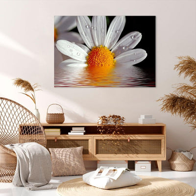 Bilder auf Leinwand 100x70cm Leinwandbild Kraut Kamille Blume Wasser Gross Wanddeko Bild Schlafzimme