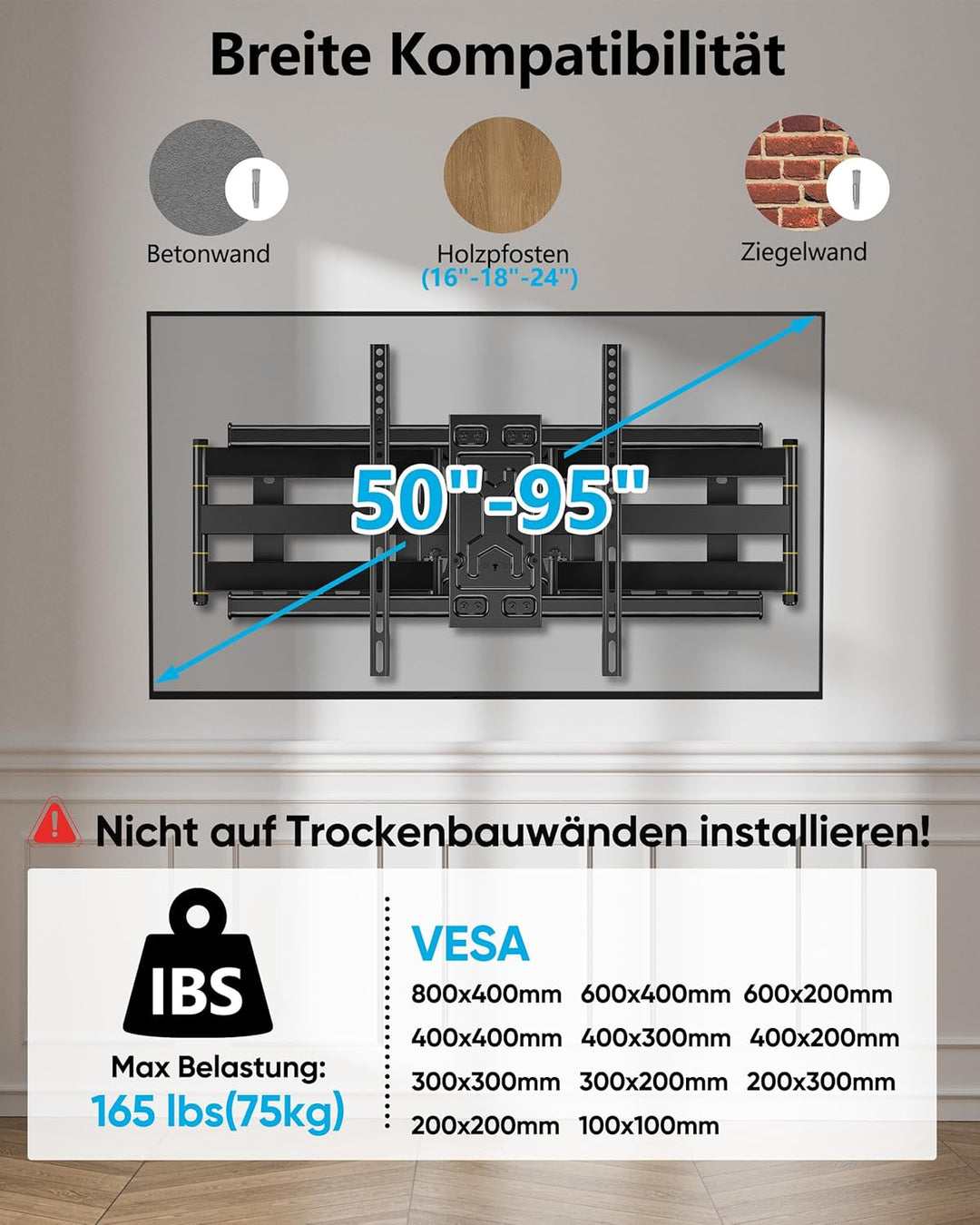 FORGING Mount TV Wandhalterung Halterung mit 6 Starker Arme Schwenkbare Neigbare Vollbewegung Doppel